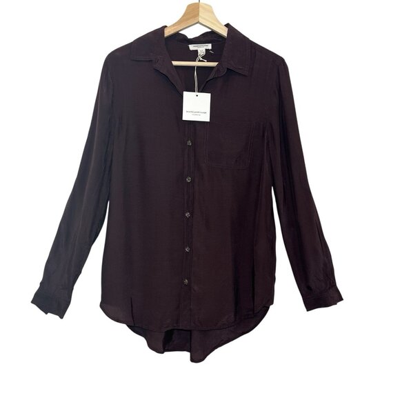 Beach Lunch Lounge Tops - Beach lunch lounge Anthropologie Kimberly Top Women Shirt Small Brown Buttons